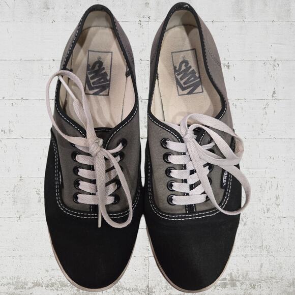 Vans Gray Black Color Block Canvas Low Top Lace Lifestyle Skater Sneakers Size 7 - Picture 4 of 12